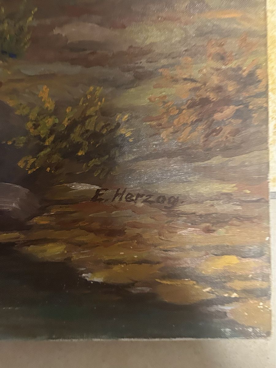 Gemälde: Gemälde "Herbstwald mit Bachlauf" von E. Herzog – Gebraucht aus Oftringen von Michaels011 1