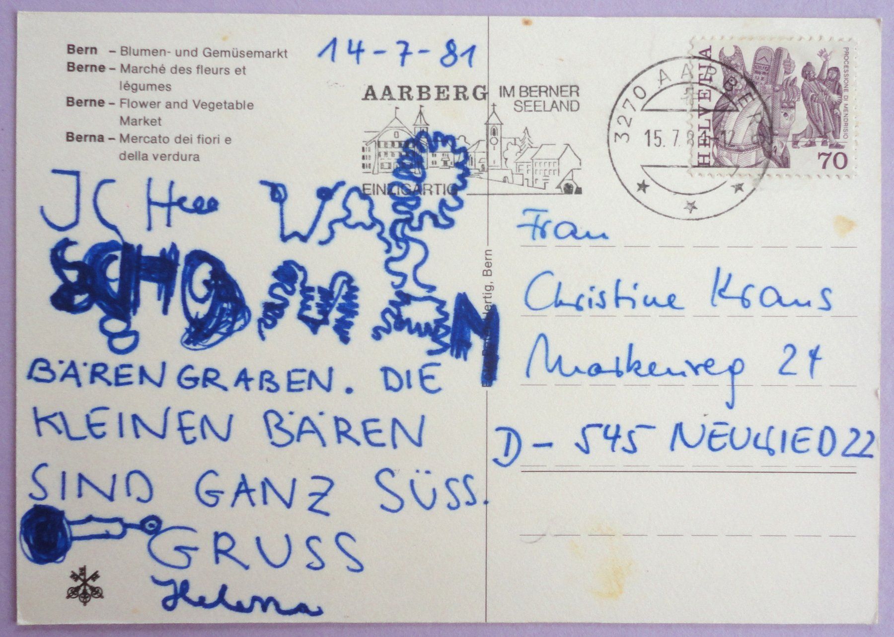 Cartoline postali: Bern - Blumen- und Gemüsemarkt – Difettoso da Fétigny venduto da Billy2miny 1