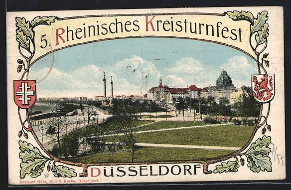 Cartes postales: Düsseldorf, Stadtansicht am Fluss im He – D'occasion à Berlin par bartko-reher