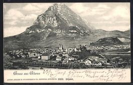 AK Glarus, Ort gegen Glärnisch gesehen