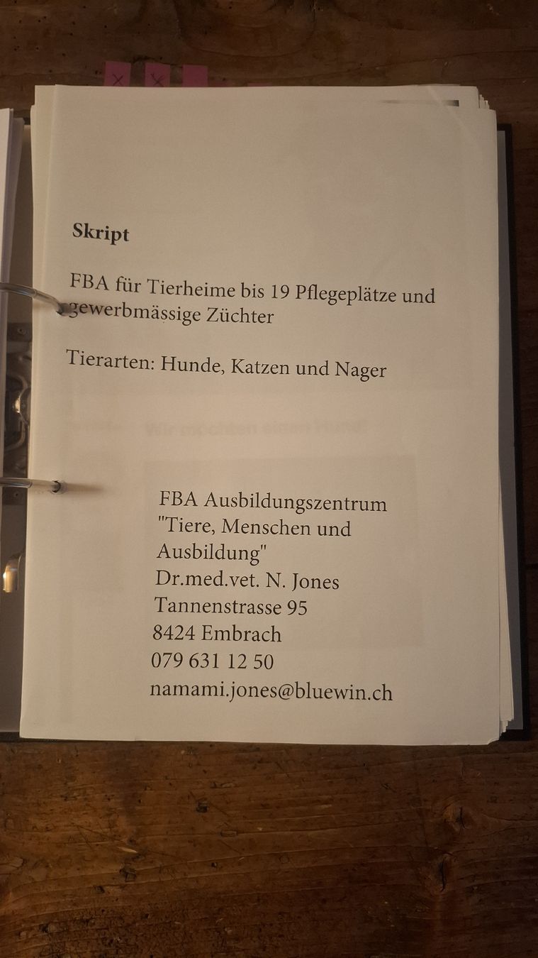 Documents: Skript FBA Tierheime Züchter  – D'occasion à Ebnat-Kappel par Aibur