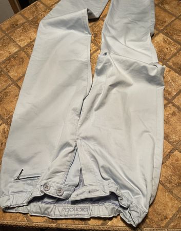 Pantaloni di cotone con vita alta e elastico-M-blu azzurro