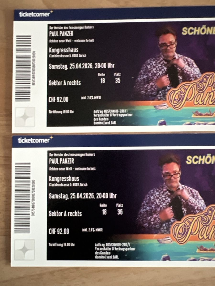 Biglietti: Tickets zu Paul Panzer Show – Nuovo e nell'imballaggio originale da Wettswil venduto da Xavier 1