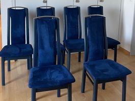 Esszimmerstühle, Stühle Eiche Alcantara blau
