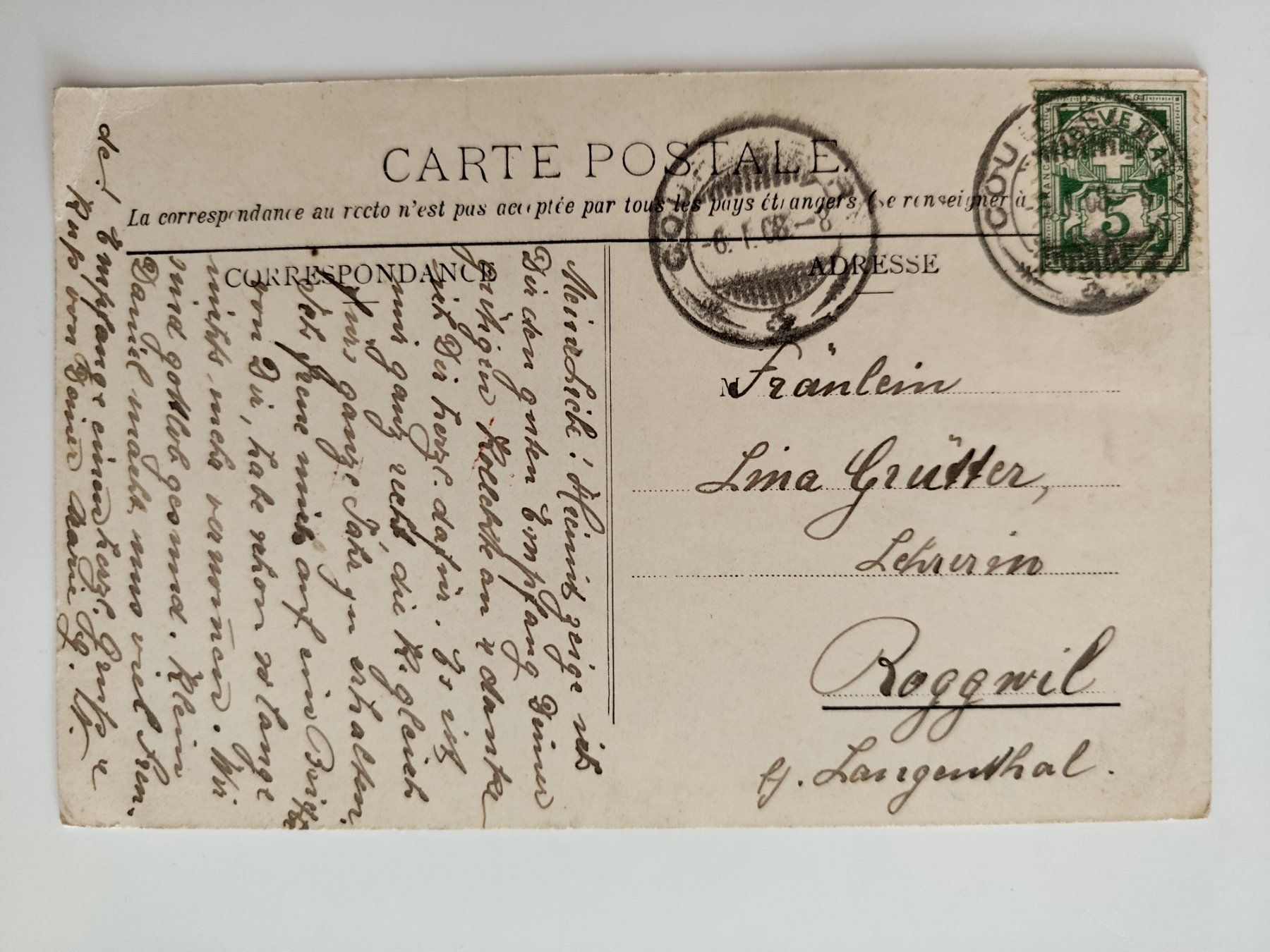 Cartes postales: Postkarte Près de Cortébert 1908 – D'occasion à Ohmstal par Lebensfreude05 1