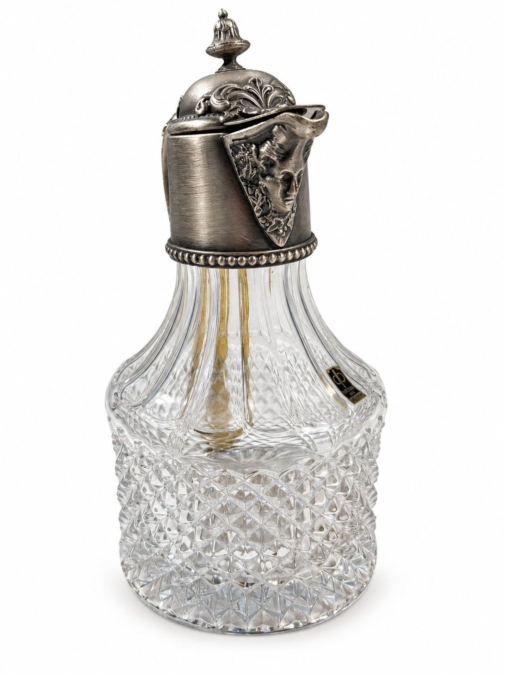 Caraffe: Dekorative Glaskaraffe mit verziertem Metalldeckel – Usato da Zollikerberg venduto da lin_yc2n 5