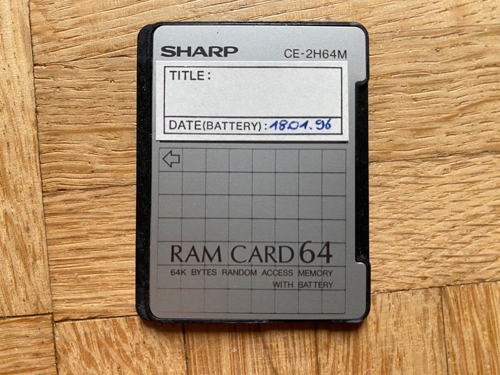 SHARP CE-2H64M RAMカード 64Kバイト SHARP CE-2H64M RAMカード 64Kバイト シャープ SHARP PC-E500+CE