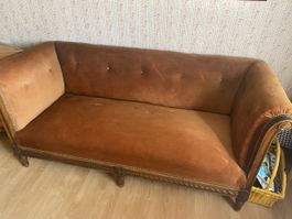 Canapé vintage en velours marron