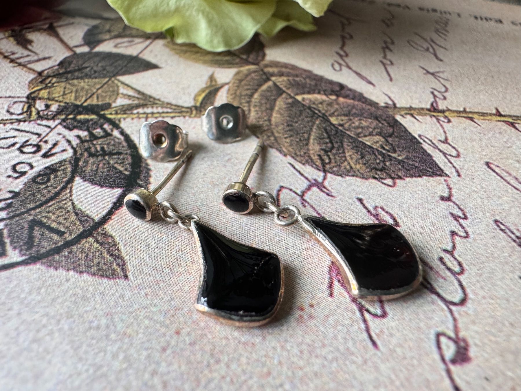 Ohrringe & -stecker: Vintage Onyx in Sterling Silver 925 – Neu (gemäss Beschreibung) aus Zürich von LIBELLA13