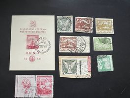 Tschechoslowakei kl. Lot ab uralt mit Block 1946 Super(E481)