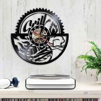 Schallplatten Vinyl Wanduhr  Grill