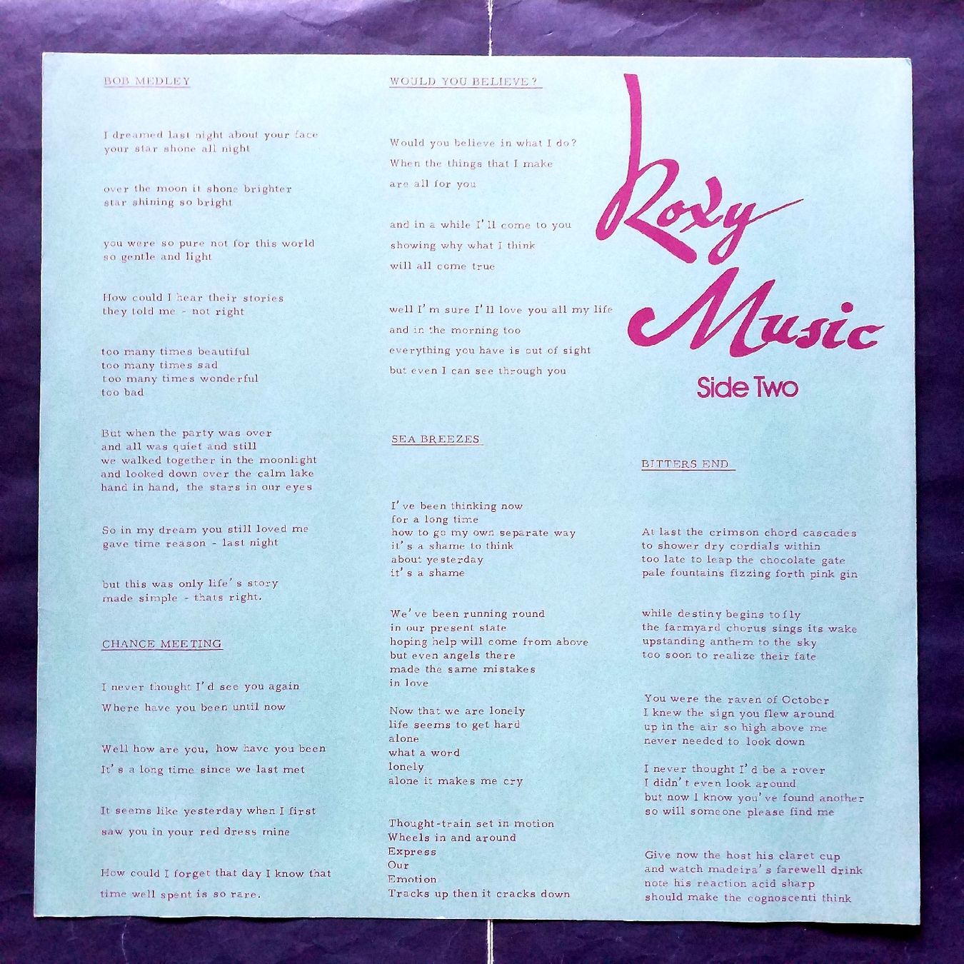 Schallplatten: ROXY MUSIC,  ........... 1st 1972  - NEW -  insert – Neu (gemäss Beschreibung) aus Yverdon-les-Bains von Jacotreut 5