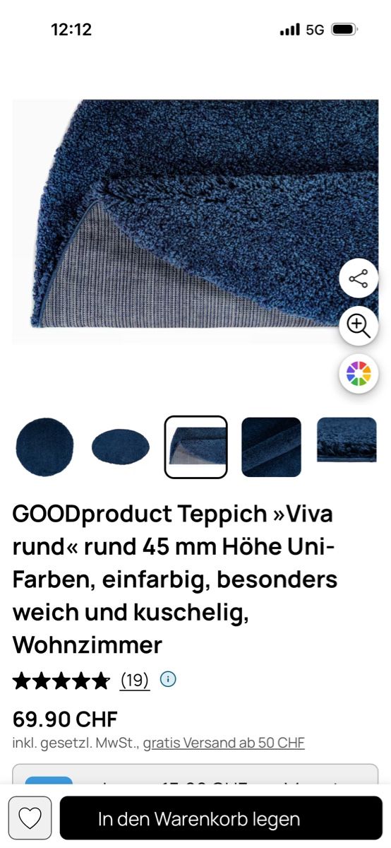 Tappeti: Teppich rund blau, neu – Nuovo e nell'imballaggio originale da Männedorf venduto da Ewallstreet 2
