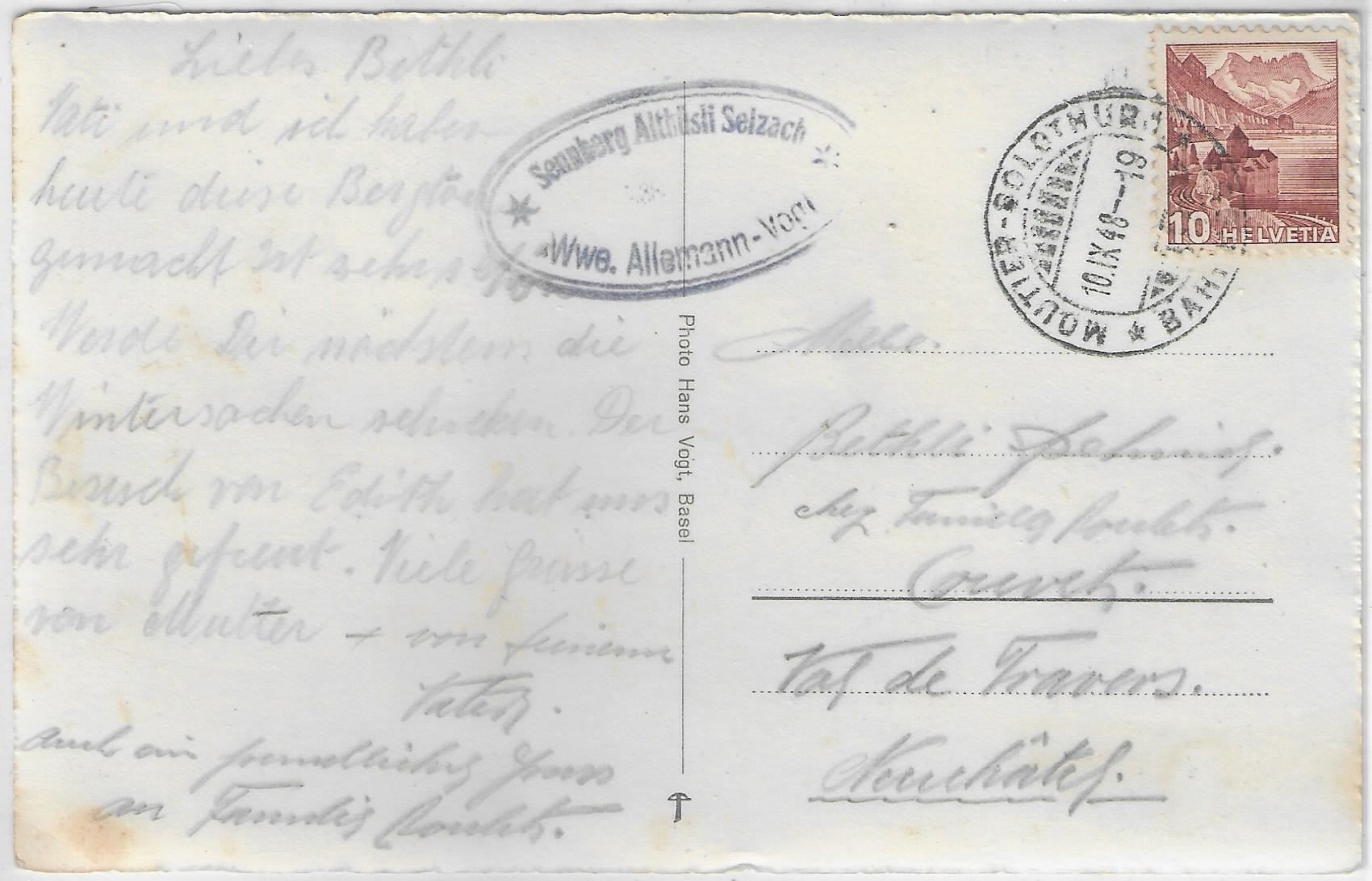 Cartoline postali: Bergwirtschaft Althüsli - Selzach SO – Usato da Ettingen venduto da Kartenplanet 1