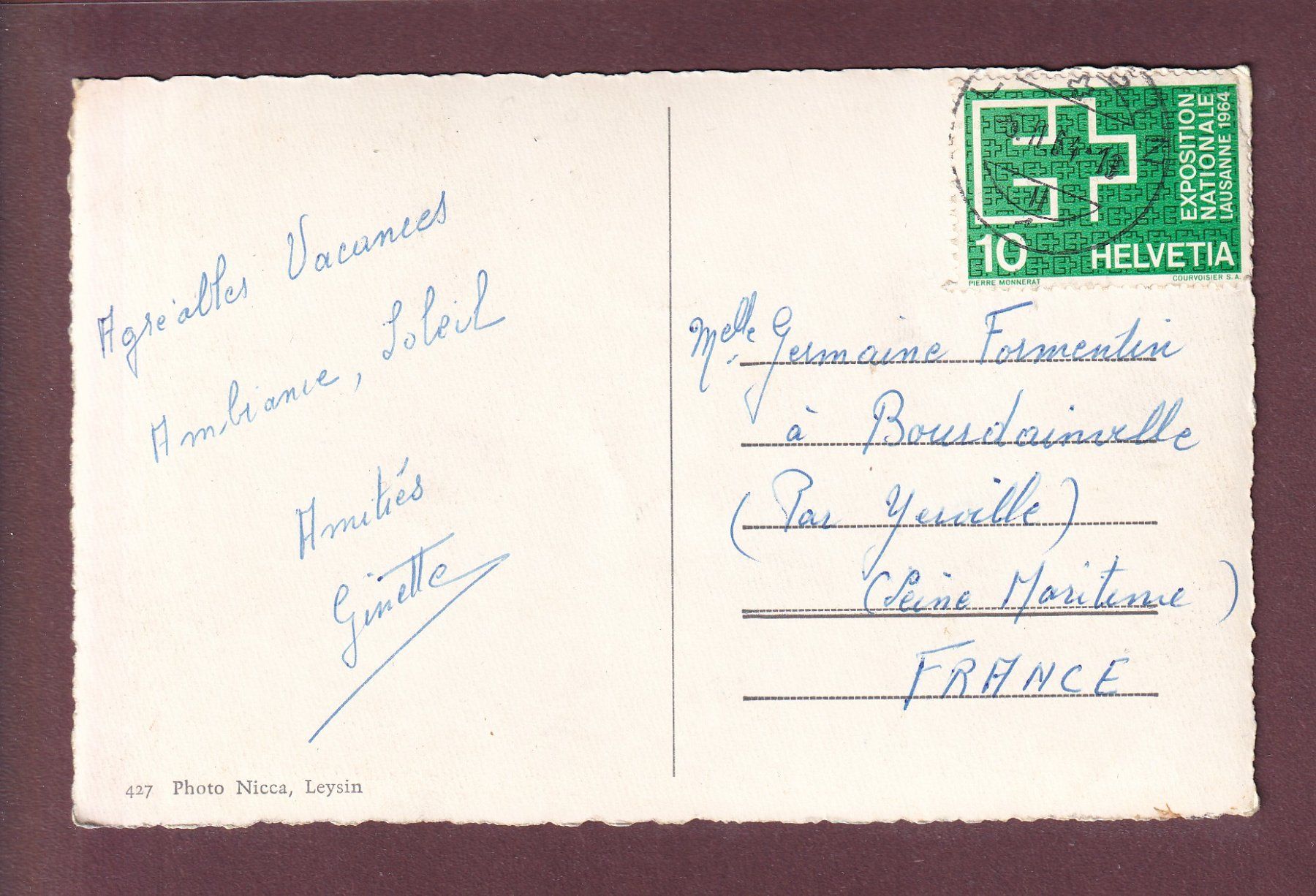 Cartes postales: LEYSIN - 8 images - 1964 – D'occasion à Pully par nicecards 1