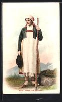 Val Verzasca, Junge Frau in Trachtenklei