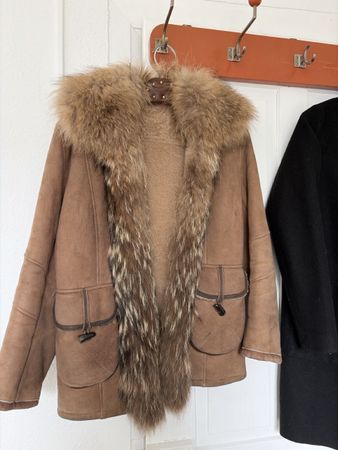 Ventcouvert Lammfelljacke mit Pelzbesatz braun gebraucht S