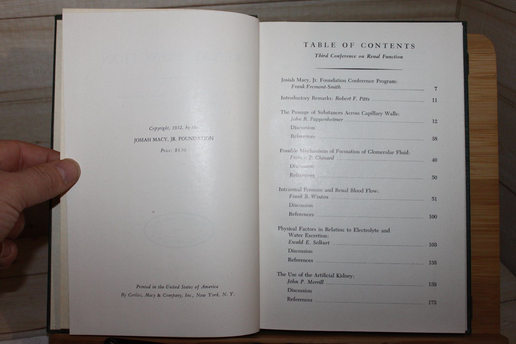 Libri: Renal Function - Stanley Bradley 1952 – Usato da Kaden venduto da Buchantiquariat 1