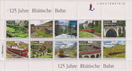 Liechtenstein: Kleinbogen 125 Jahre Rhätische Post