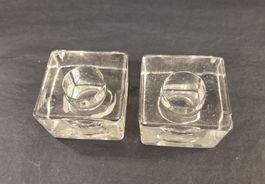 Zwei Kerzenhalter aus Glas quadratisch guter Zustand