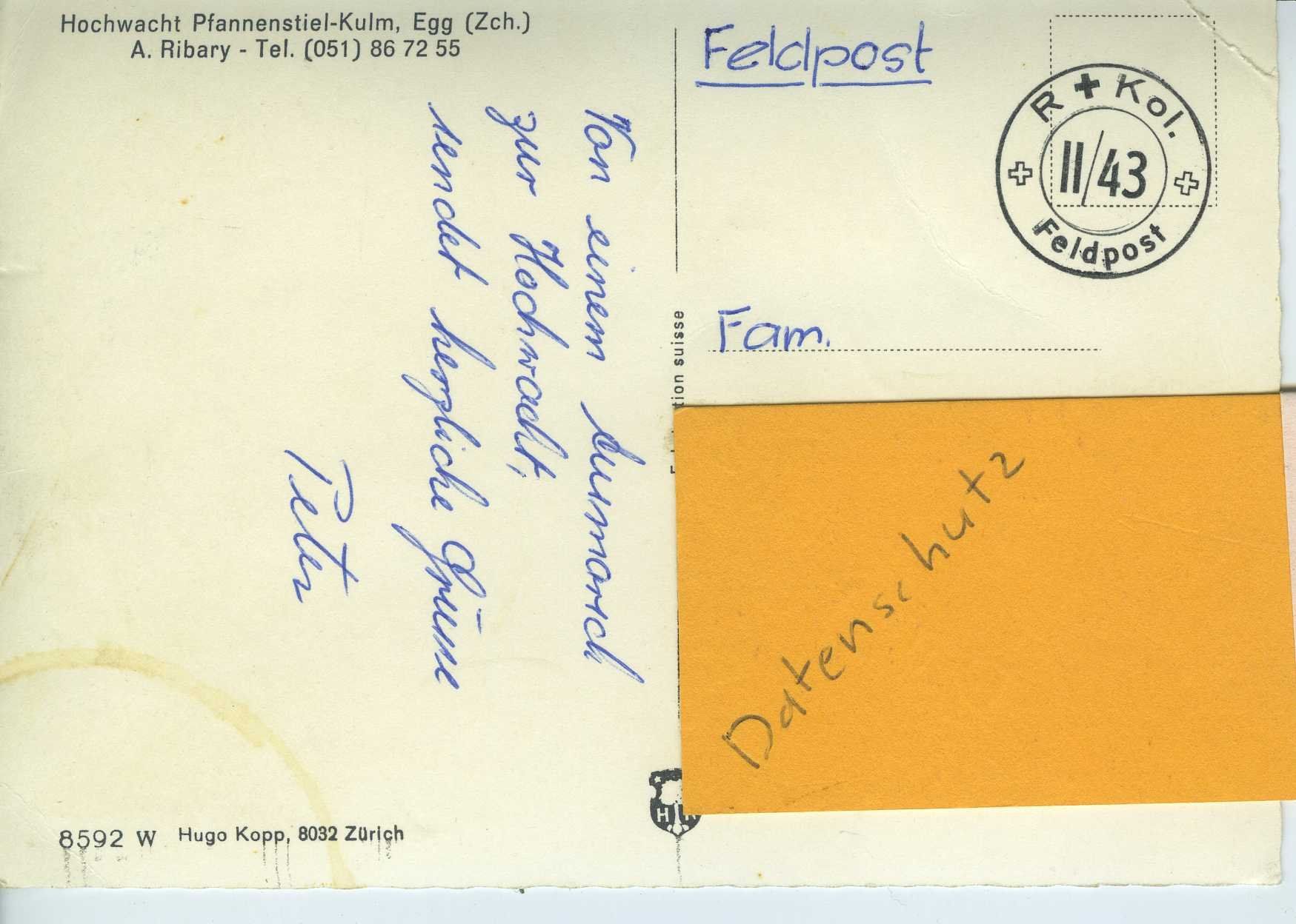 Cartoline postali: Hochwacht - Pfannenstiel – Usato da Schleitheim venduto da Pmschlaate 1