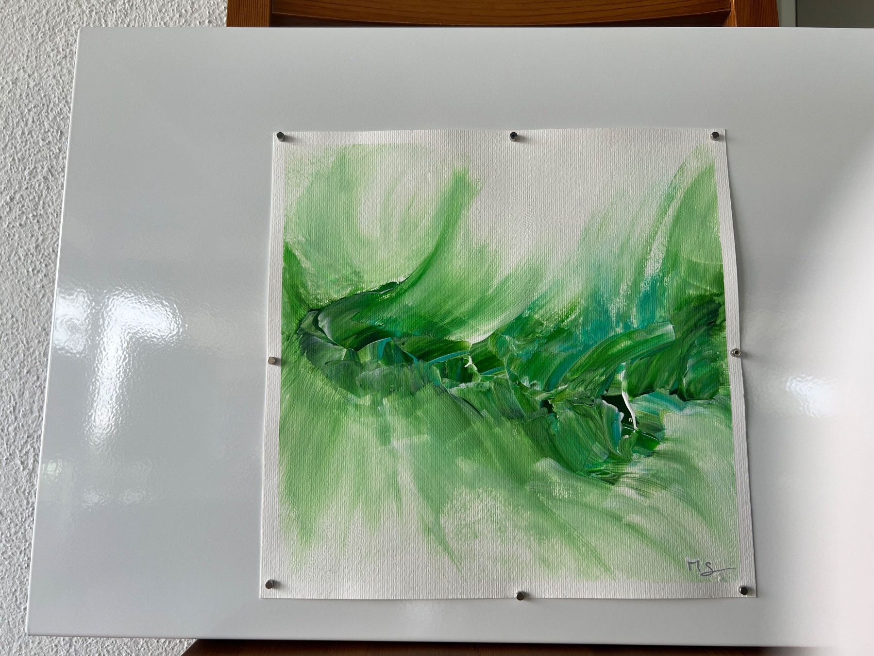 Dipinti: 30x30cm Bild grün "Grasglitzern" – Nuovo e nell'imballaggio originale da Urdorf venduto da manuela4 6