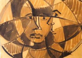 Friedrich Kuhn – Signierte Gouache 1959–Expressionistische P