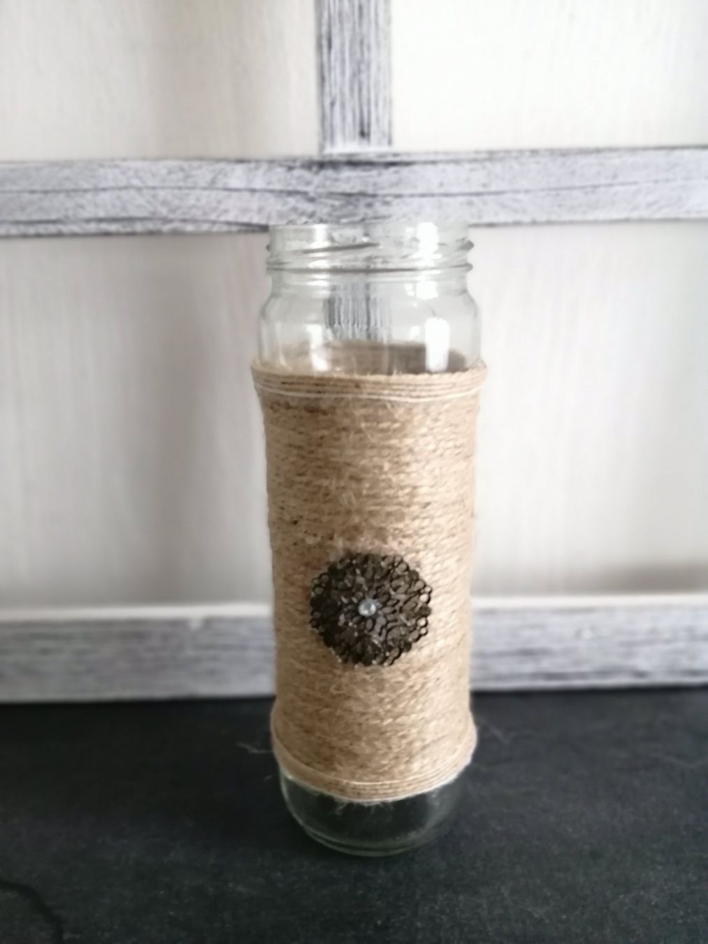 Vasi & Recipienti: Jute Glas Vase mit Ornament Hand Made – Nuovo e nell'imballaggio originale da langenthal venduto da Jordi04