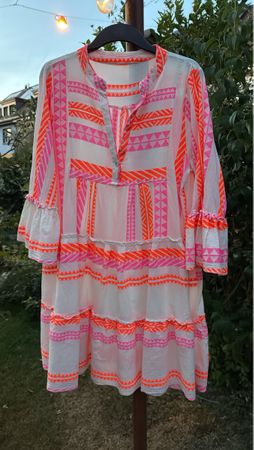 Ibiza Kleid Weiss Pink Orange neon Gr. M - XL