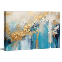 Riesig 🔝 SUPER PREIS 💲 Wandbild 120x80 NEU / Blau & Gold