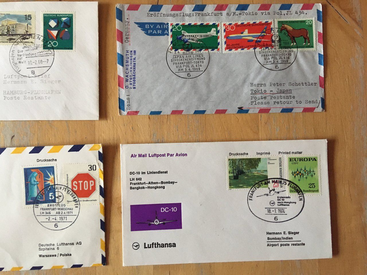 Tutti i francobolli: 9 Flugbriefe BRD 1967-83 – Usato da Nesslau venduto da andi_hon 2
