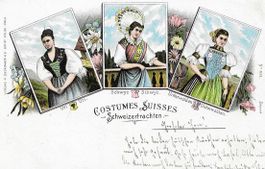 AK LITHO TRACHTEN COSTUMES SUISSES URI SCHWYZ UNTERW. 1899