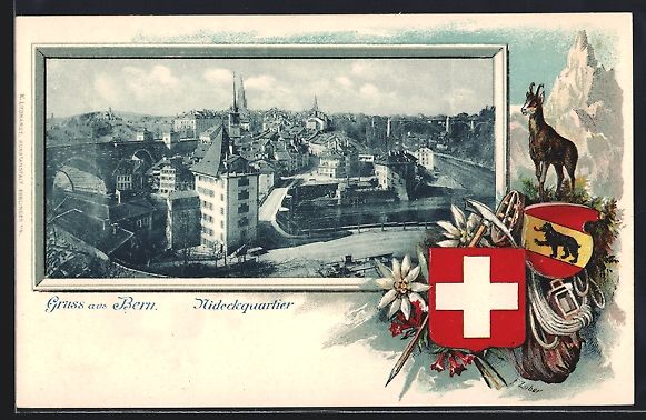 Ansichtskarten: Bern, Nideckquartier, Passepartout mit W – Gebraucht aus Berlin von bartko-reher