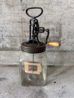 Antiker Butterrührer / Glas, Holz & Eisen