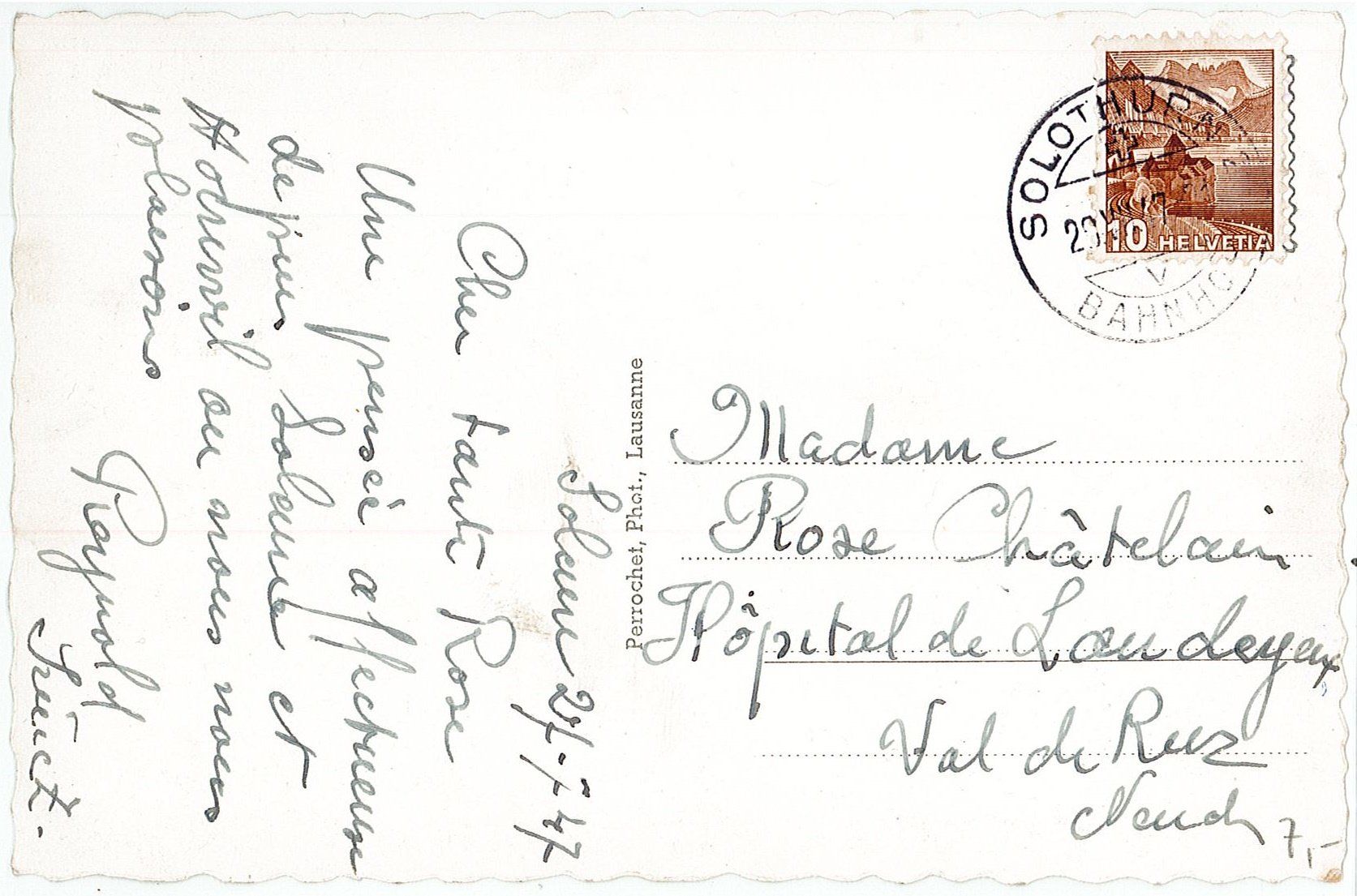 Cartoline postali: SO 100 SOLOTHURN Generalansicht 1947 – Usato da Fribourg venduto da philafri 1