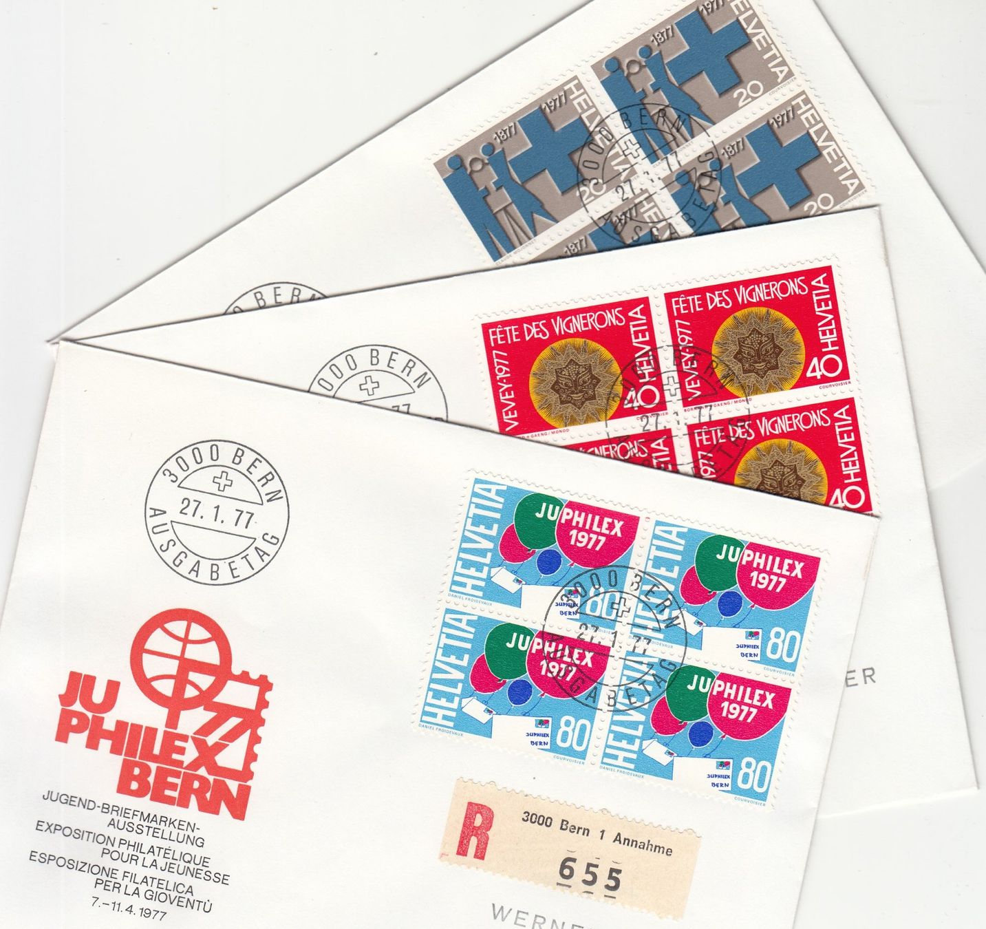 Tutti i francobolli: SBK 586 - 588 im 4er-Block FDC – Usato da Bürglen TG venduto da StampGraf