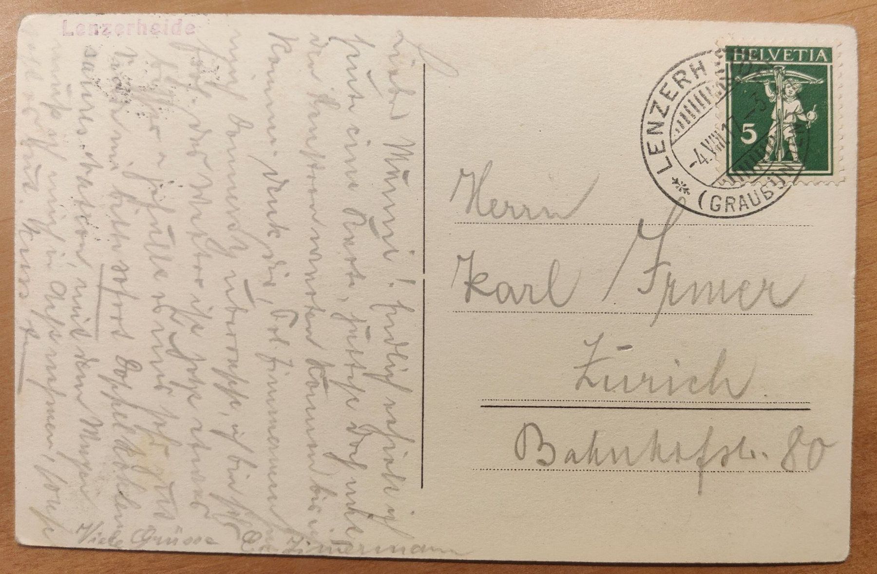 Cartoline postali: Lenzerheide um 1915 – Usato da St. Erhard venduto da Chaeferli6 1