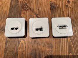 3 Stk. Telefon/Netzwerksteckdosen 2xRJ45 geschirmt UP