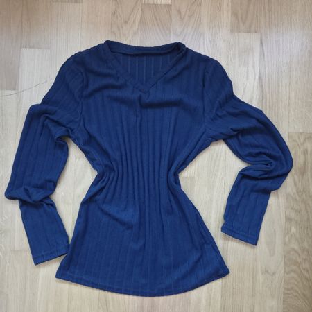 Y2K Navy Blue Ribbed Longsleeve S, 90s Vibe NEU OHNE ETIKETT