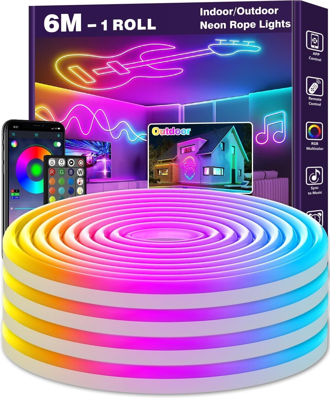 Ghirlande e barre luminose: 6m Neon RGB LED Strip, App – Nuovo e nell'imballaggio originale da Nuglar venduto da SmartLiving24 1