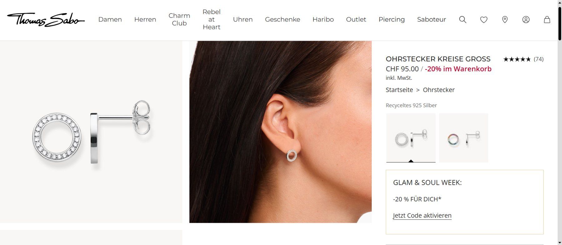 Thomas Sabo Orecchini pendenti & Orecchini a lobo: Thomas Sabo Ohrstecker – Nuovo e nell'imballaggio originale da Wängi venduto da Bibo4.