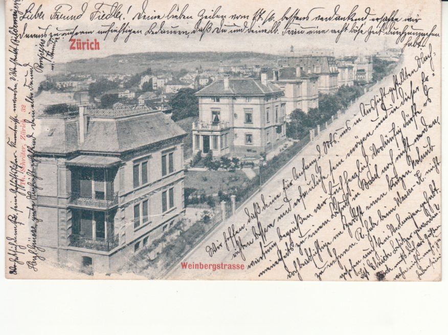 Cartoline postali: Zürich Weinbergstrasse 1900 – Usato da Bürglen TG venduto da StampGraf