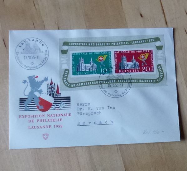 Tutti i francobolli: ++ Lausanner Block 1955 auf Brief – Usato da Walkringen venduto da Casablanca777