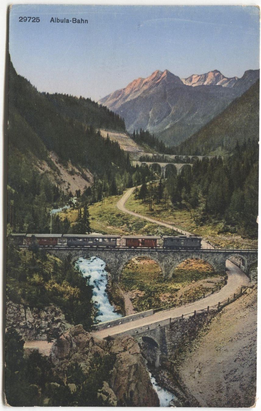 Cartoline postali: ALBULA-BAHN GR 1920 Rhätische Bahn – Usato da Wil SG venduto da Clanx