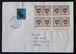 5-3-1 Timbres oblitérés sur enveloppe. Pro Patria et Pro Juv