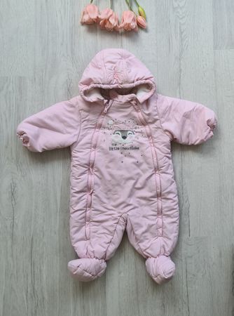 Baby Schneeflocken Overall Winteranzug rosa 74