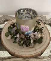 Windlicht mit Hortensien/Arrangement