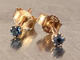 Ohrstecker blau silber vergoldet