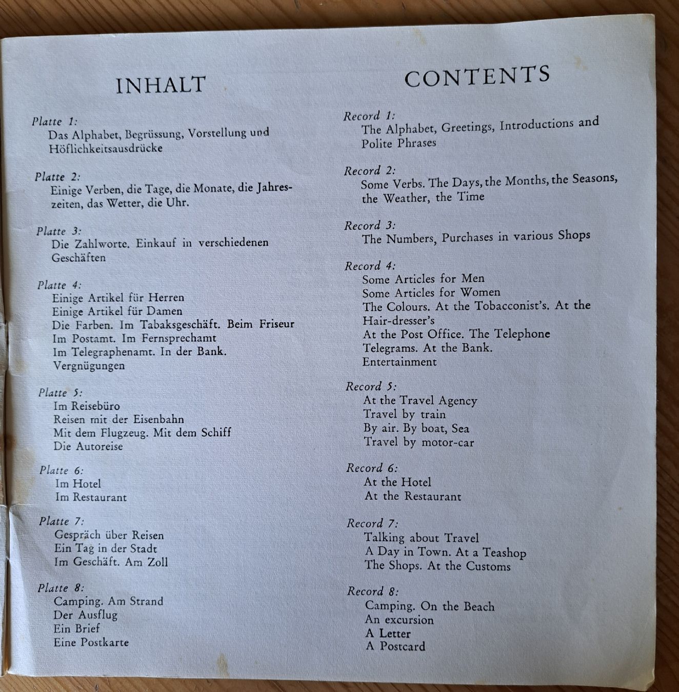 Dischi in vinile: 8 Sprachplatten- Language Records  Deutsch English mit Buch – Usato da Zuerich venduto da Mocambo19 3