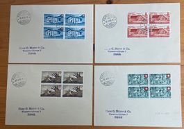 1946, B30 - B33 x 4 0 ZÜRICH, SATZ AUF 4 BRIEFE, LUXUS 160.-